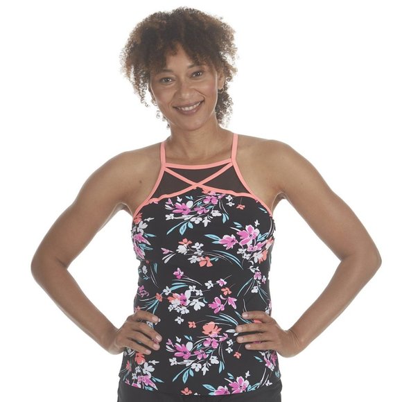 ZeroXposur | Swim | Zeroxposur Floral High Neck Upf 3 Tankini Top Nwt |  Poshmark